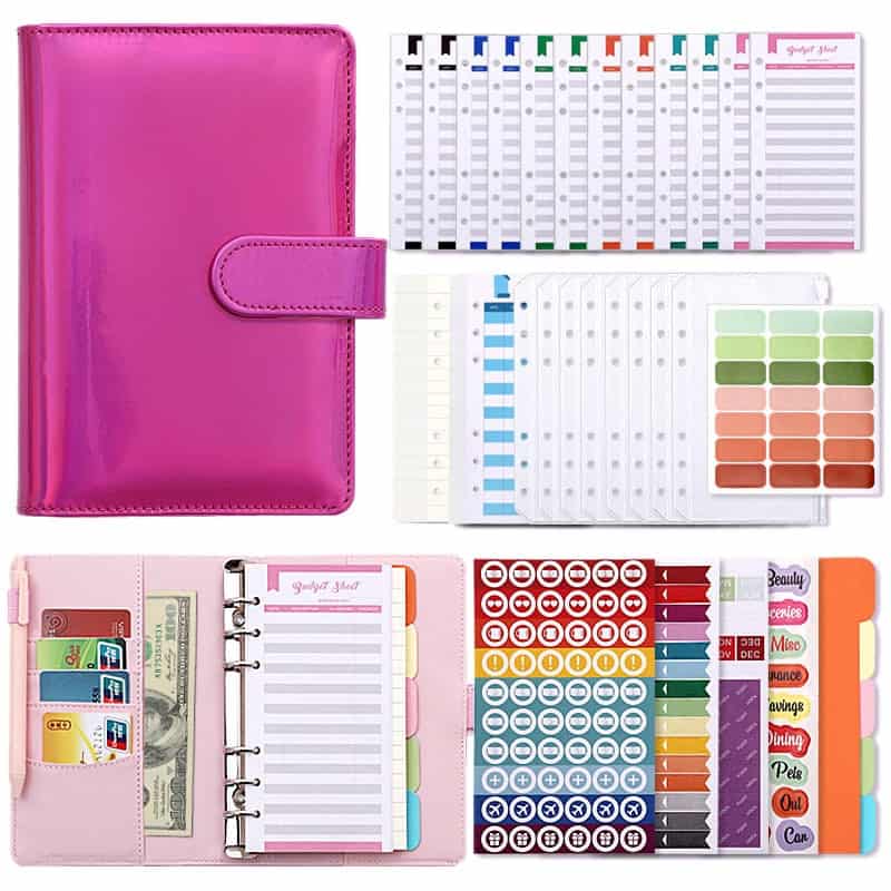 A6 Budget Binder Pink with Accessories Money Planner Organizer