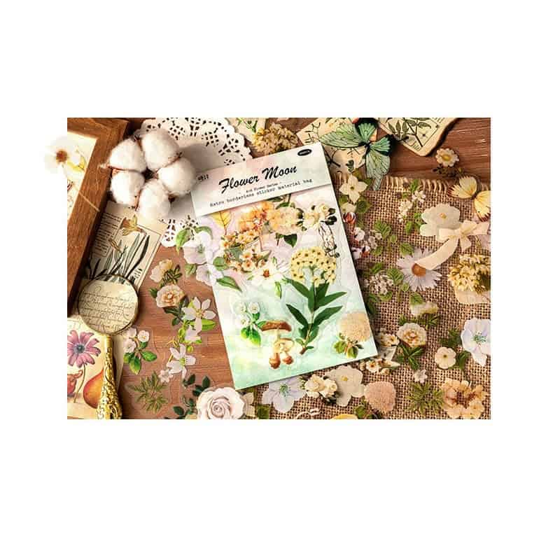 White Floral Sticker Set 100 Stickers