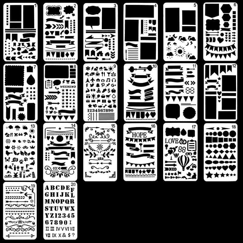 Journaling Stencil Set Flexible - Planner Diary Journal Accessories