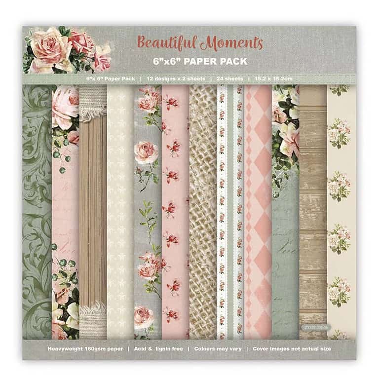 Scrapbook Paper Pack Pink Roses 24 Sheets 6x6 Inch