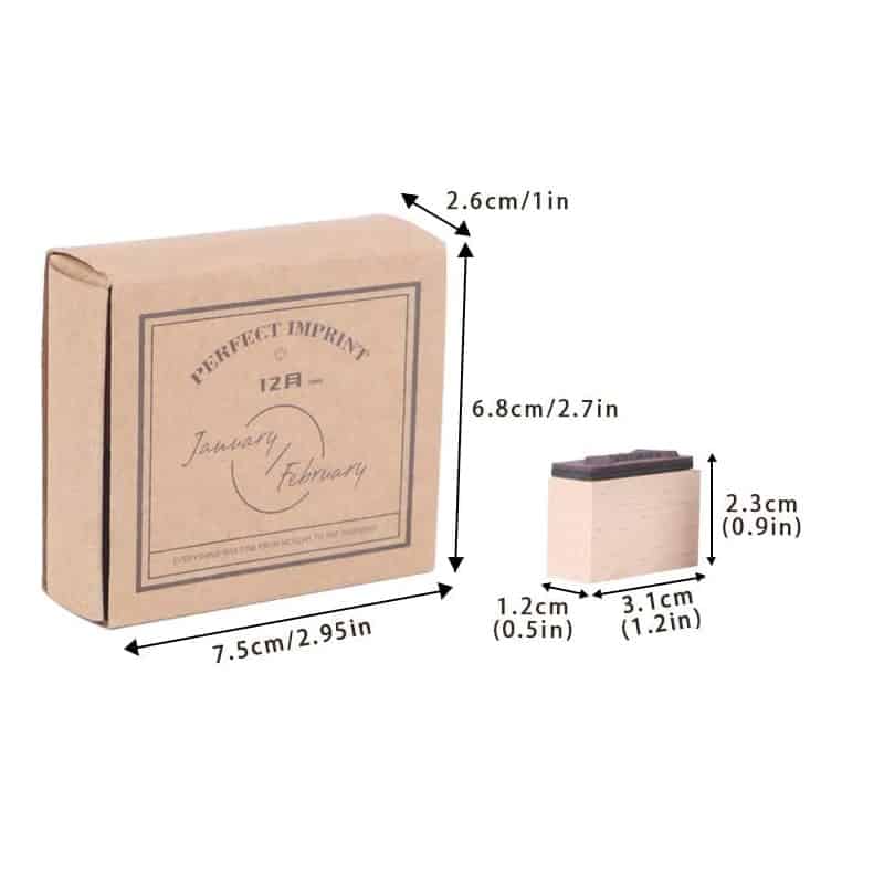 Months of the Year Stamps Set Vintage Wooden Stamp Set